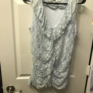 Sky blue , lace , floral top. Maurice’s brand.